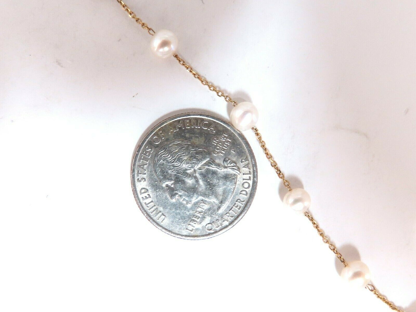 Fresh Water Pearls Yard Necklace 14Kt Gold