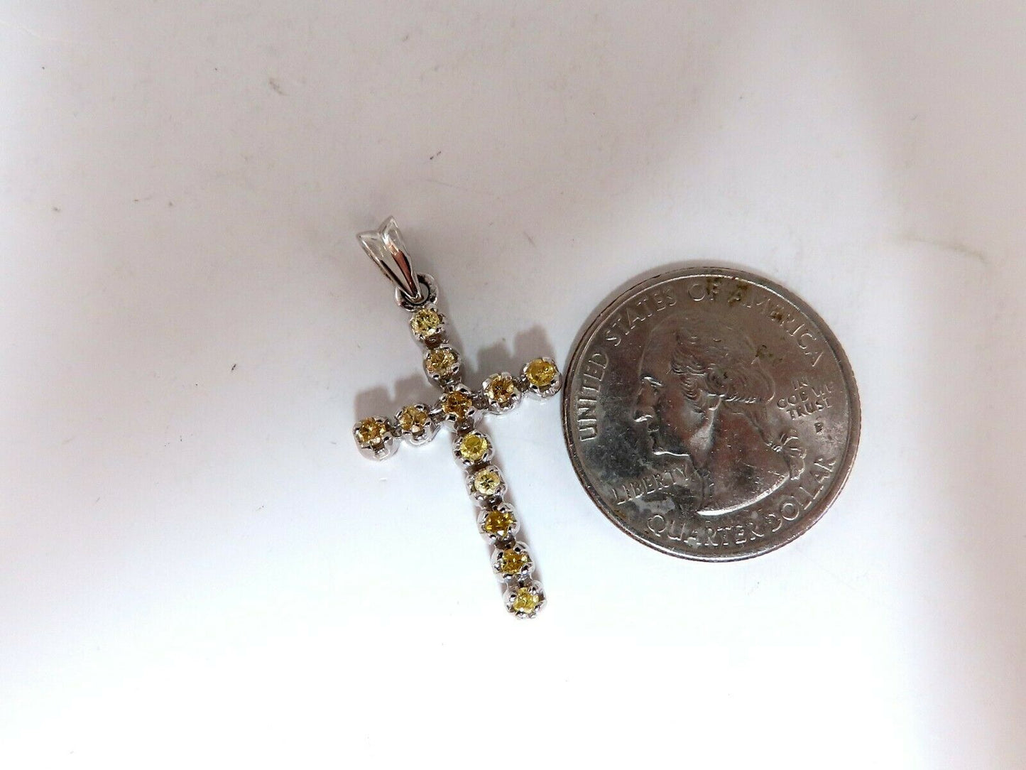 .60ct Natural Fancy Yellow Diamonds Cross Pendant 14 Karat