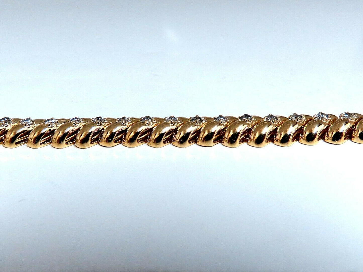 1.04ct Round Diamonds Slant Link Bracelet 14kt Gold