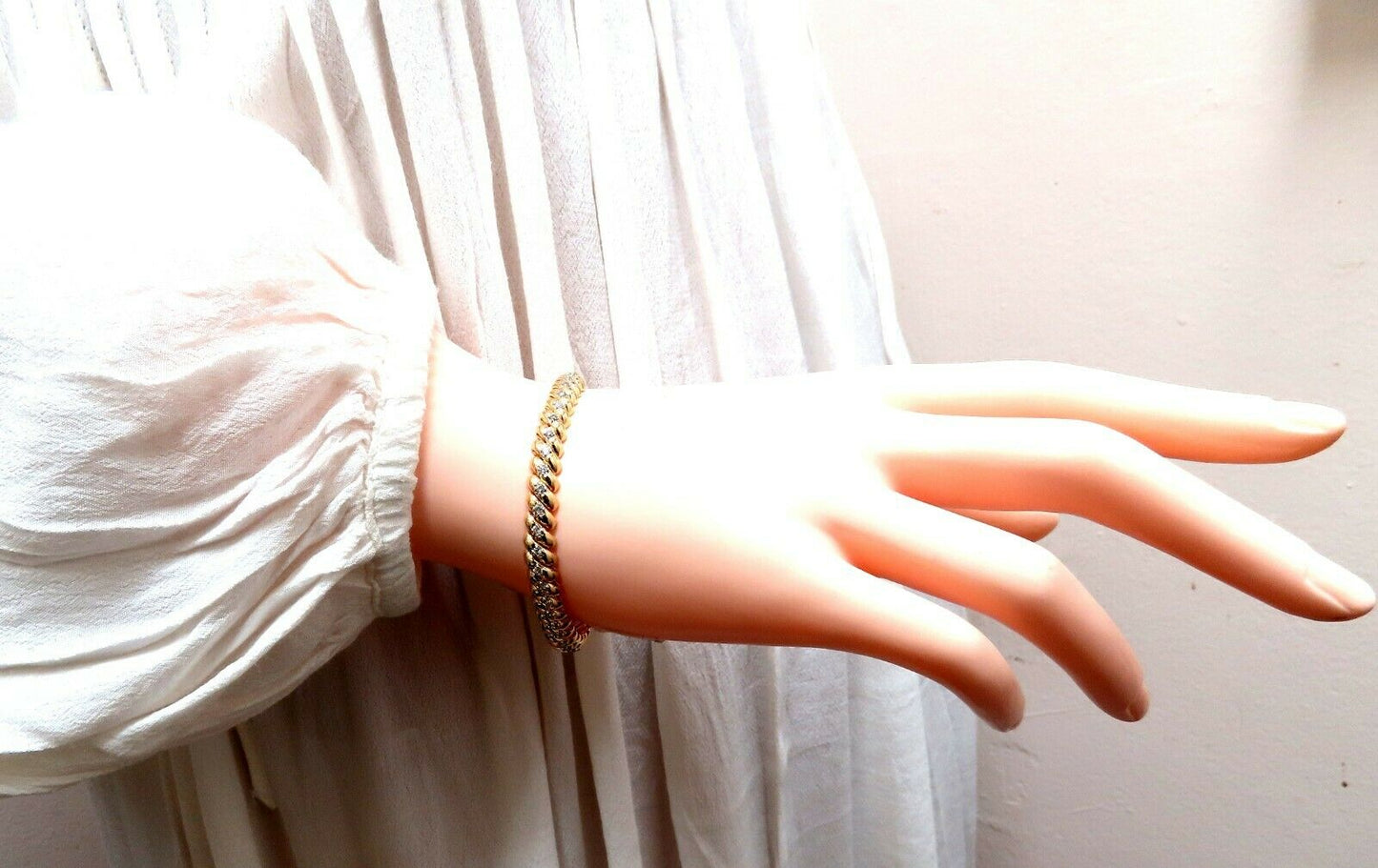 1.04ct Round Diamonds Slant Link Bracelet 14kt Gold