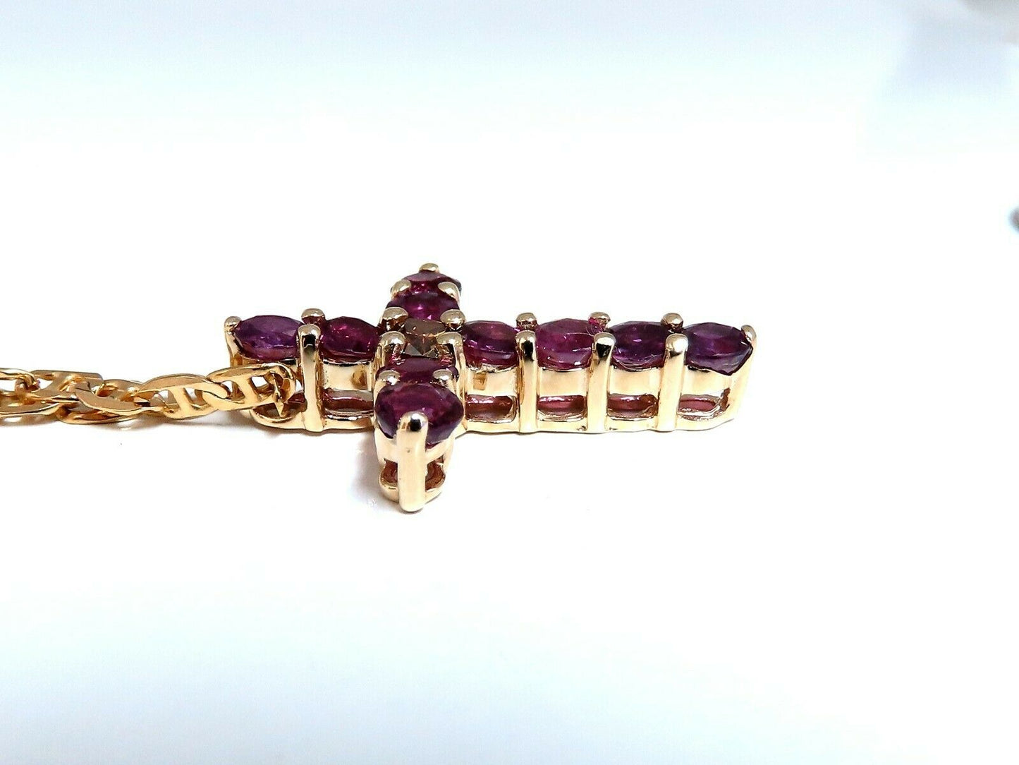 4.67ct Natural Ruby Fancy Color Diamond Cross 14 Karat