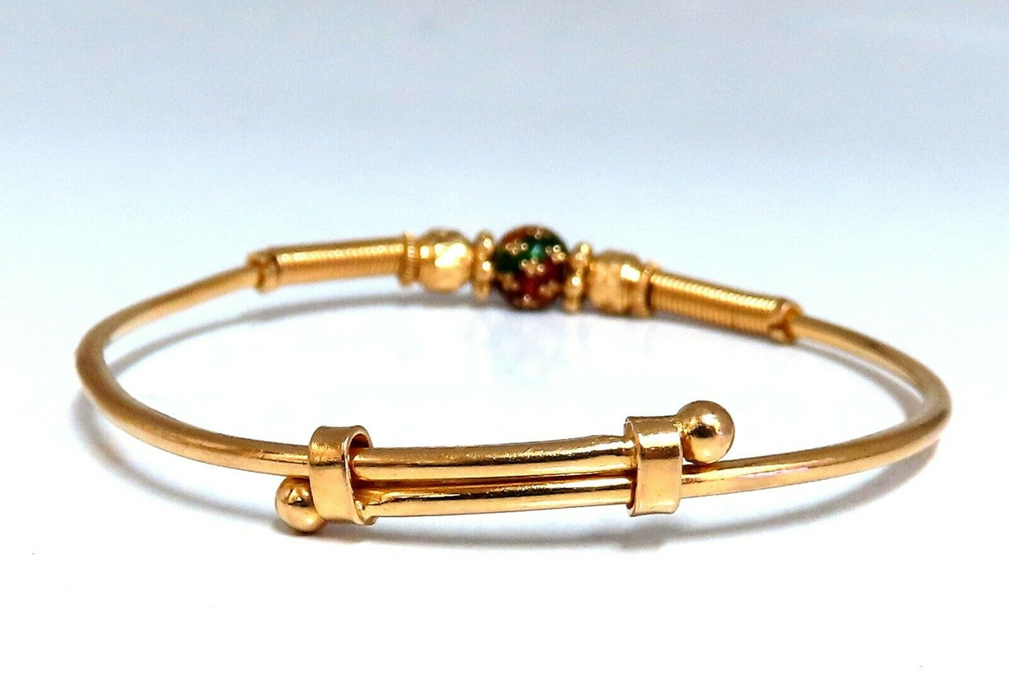 18kt Twin Girl's Bangle Bracelets Adjustable Interlocking Vintage Mod