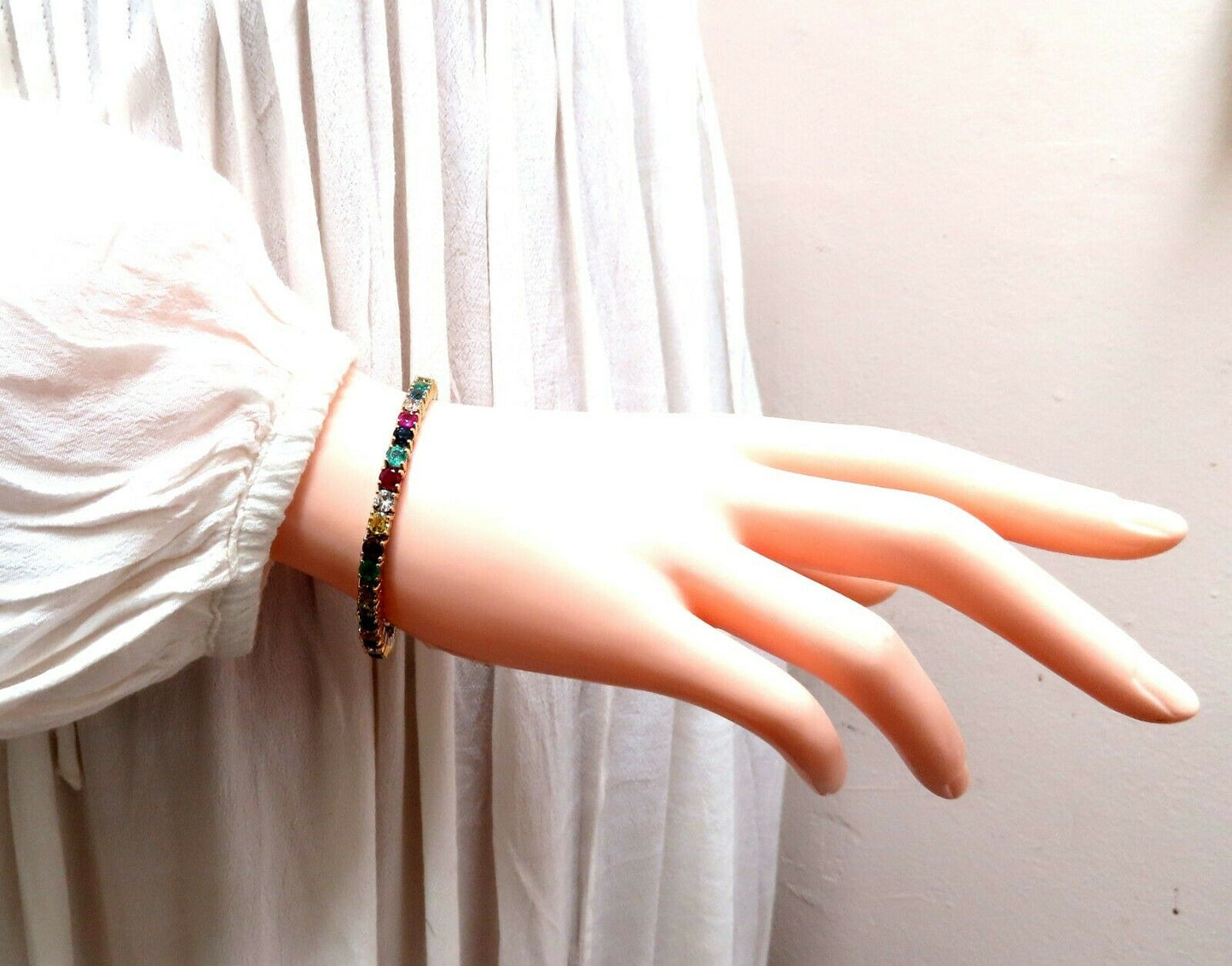 13.45Ct Natural Gem-Line Spinel Emerald Sapphire Ruby Amethyst Diamond Bracelet