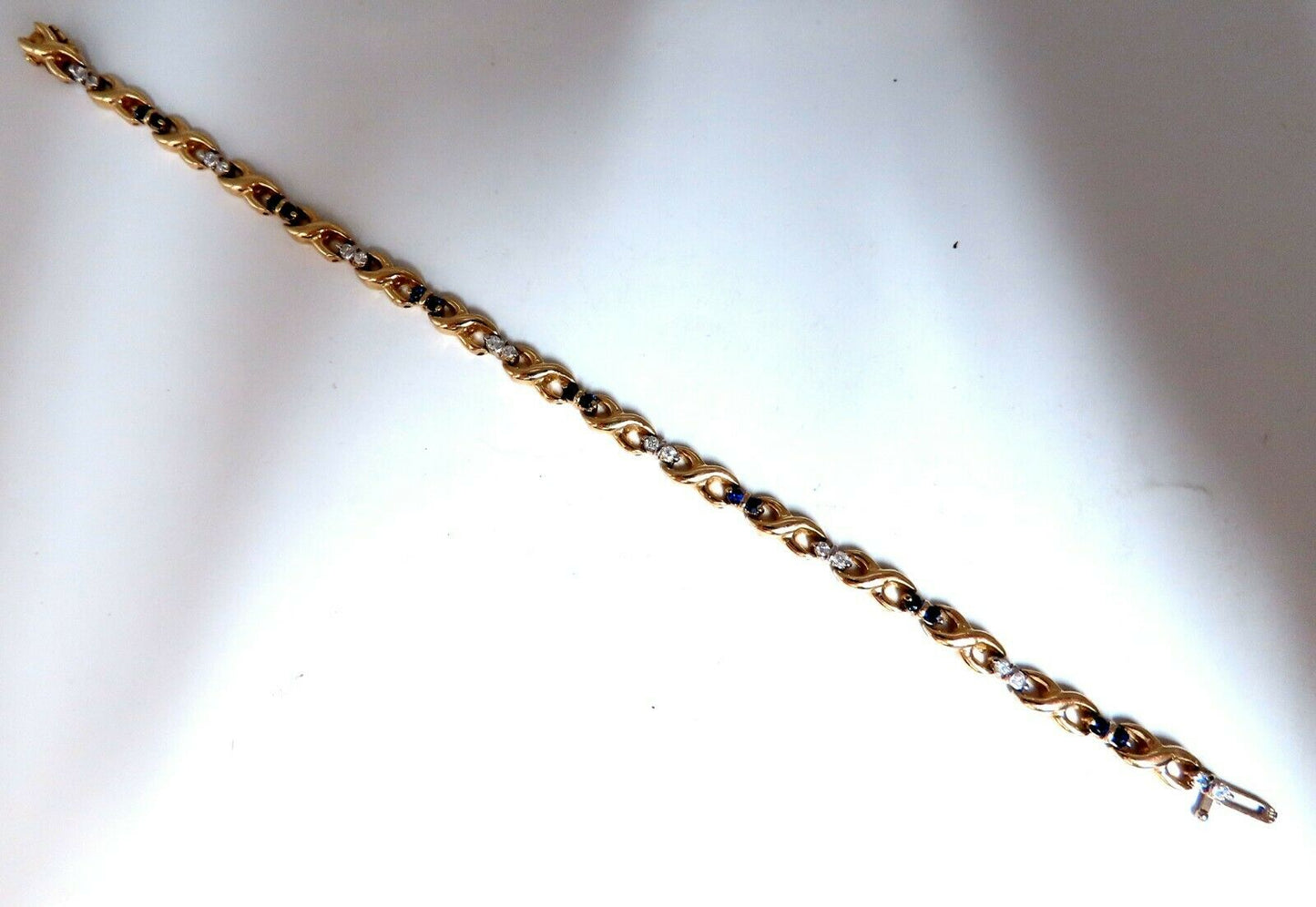 1.16ct Natural Sapphire Diamonds X Link Bracelet 14kt