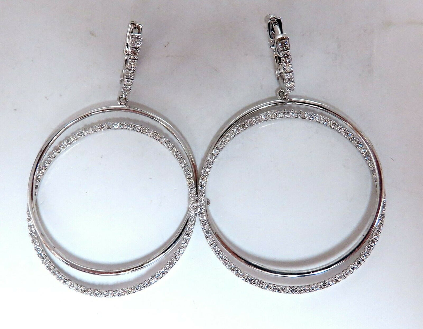 1.20ct natural diamonds loop rings dangle earrings 14kt gold