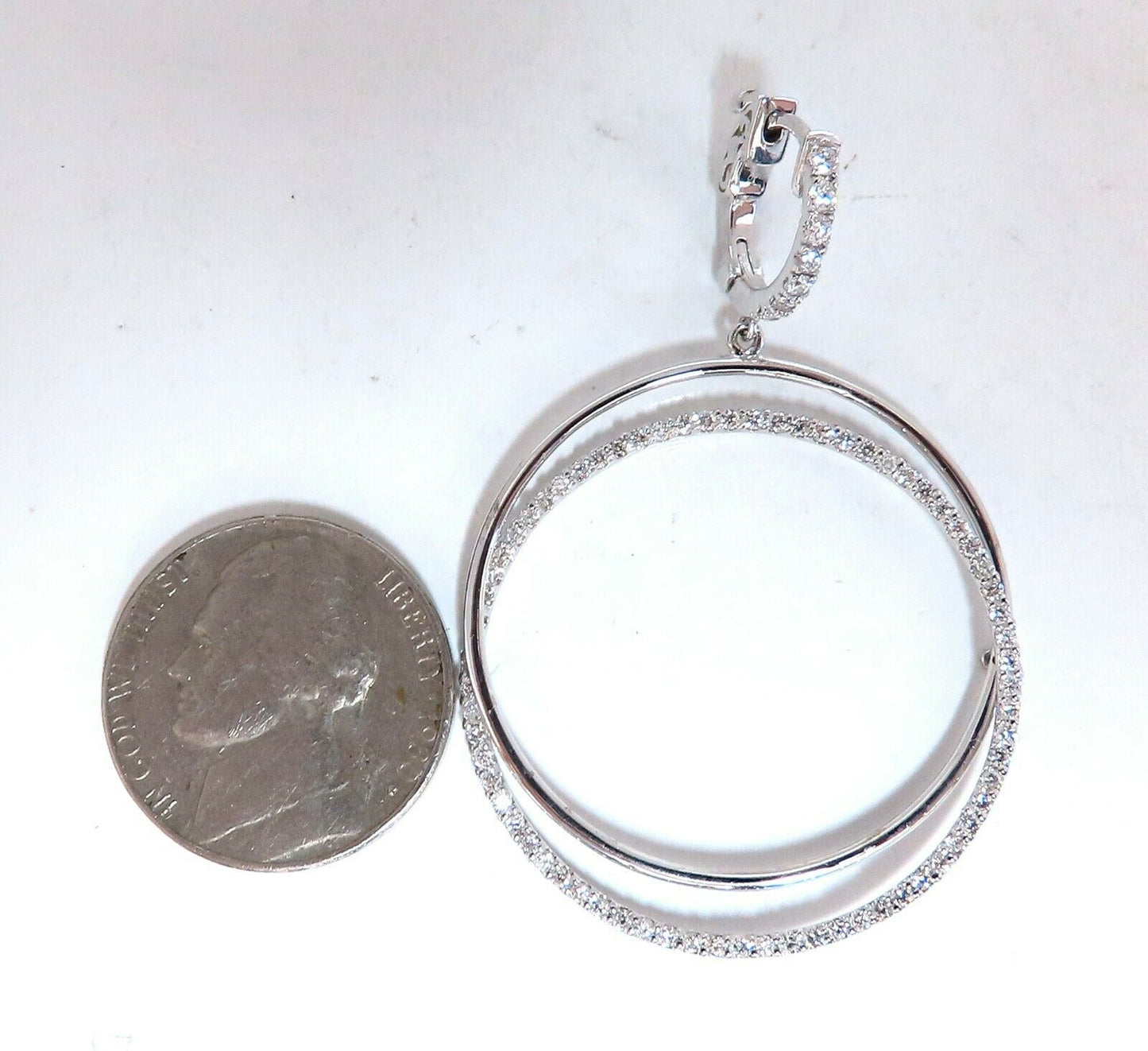 1.20ct natural diamonds loop rings dangle earrings 14kt gold