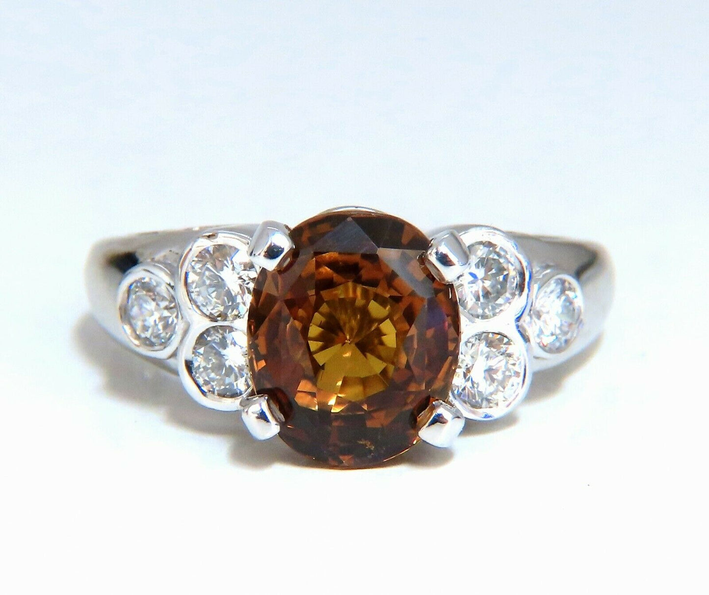 GIA Certified 4.75ct Natural No Heat Orange Brown Sapphire Diamond Ring 14kt
