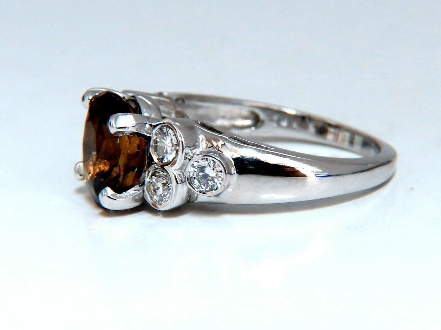 GIA Certified 4.75ct Natural No Heat Orange Brown Sapphire Diamond Ring 14kt