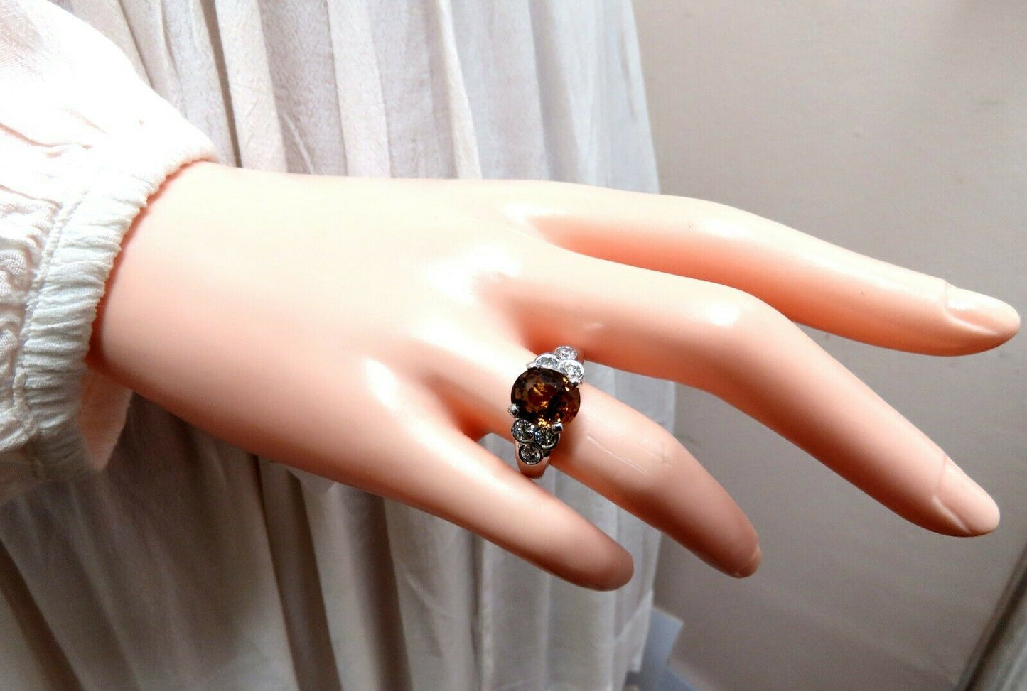 GIA Certified 4.75ct Natural No Heat Orange Brown Sapphire Diamond Ring 14kt