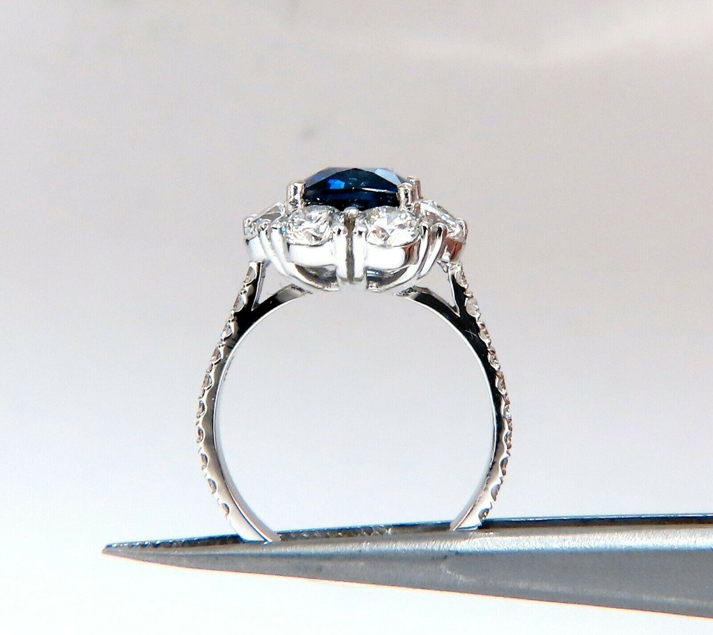 GIA Certified 5.48ct Natural No Heat Royal Blue Sapphire Ring Halo Prime
