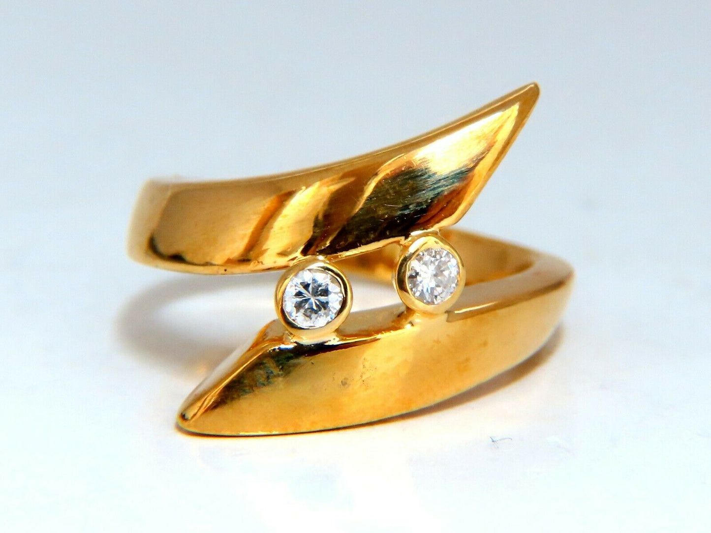 .15ct. Diamonds Cross Over Ring 14Kt Gold