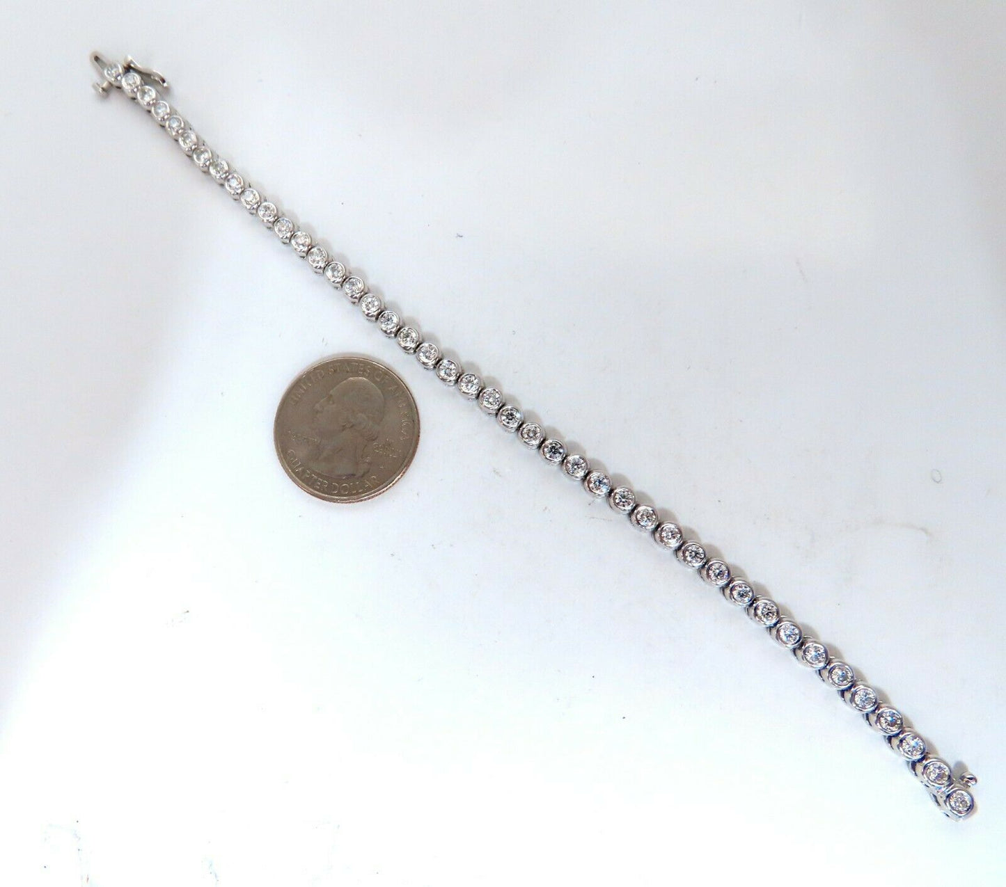 3.05ct Natural Diamonds Tennis Bracelet 14kt Gold Smooth Anti-Catch