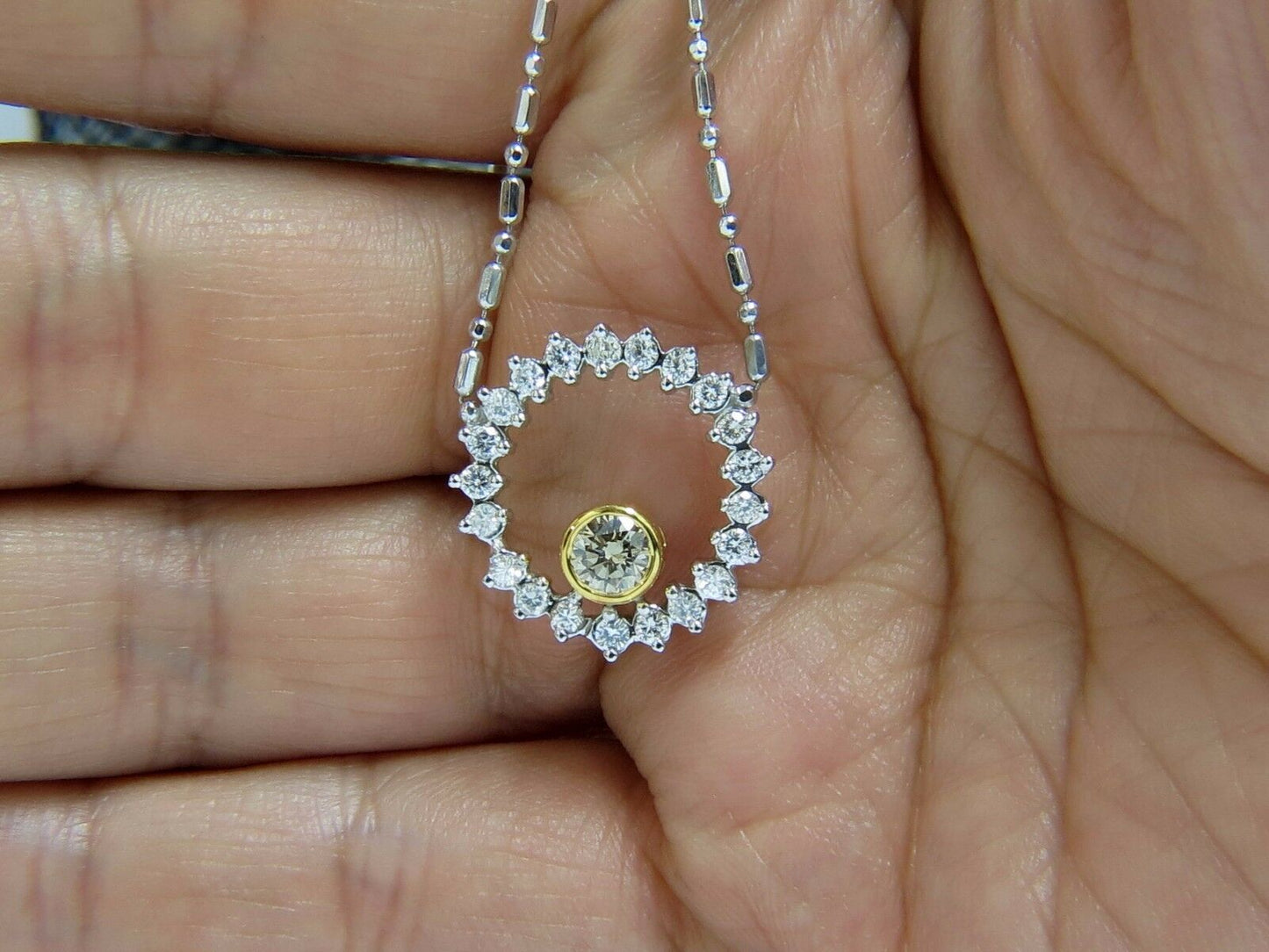 1.02ct. Natural Yellow Brown Diamond Circle Eternity Necklace