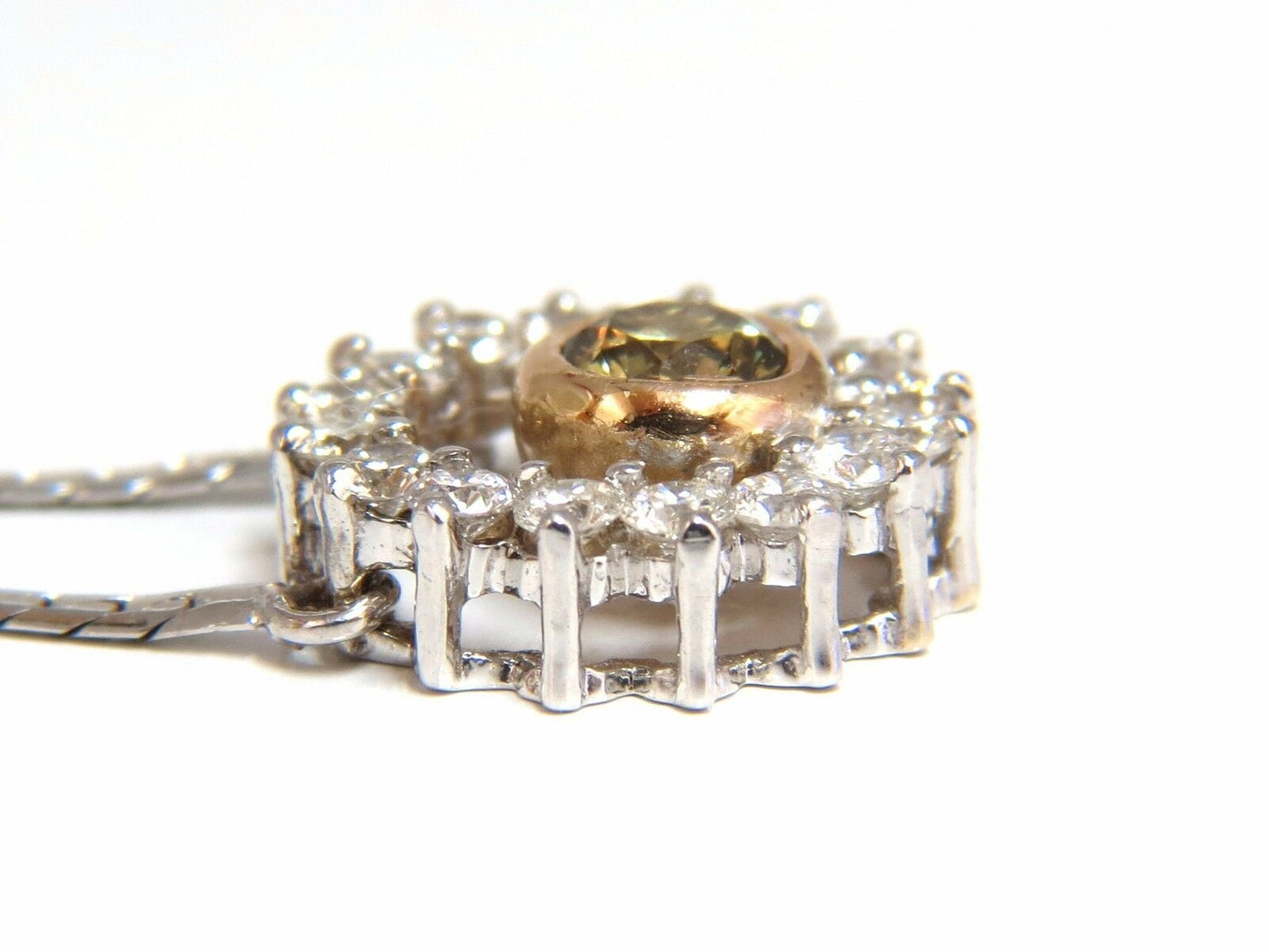 1.02 Carat Fancy Color Natural Yellow Brown Diamond Circle Eternity Necklace