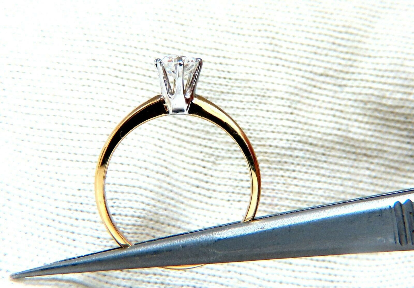 GIA Certified .47ct E.vs2 natural round diamond ring & wedding band 18kt
