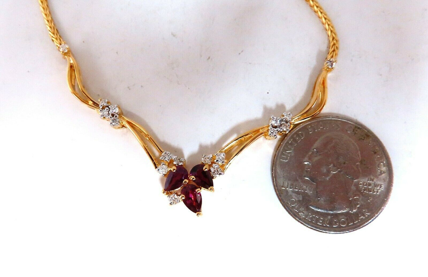 1.90ct Natural Ruby Diamonds Lariat Necklace 14kt