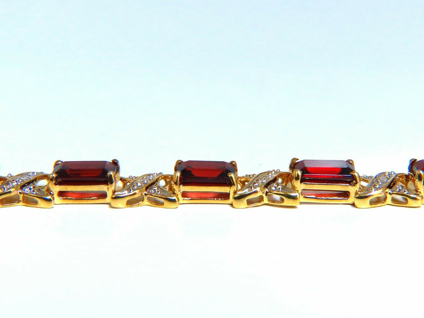 16.15ct Natural Garnets Diamond X Tennis Bracelet 14kt