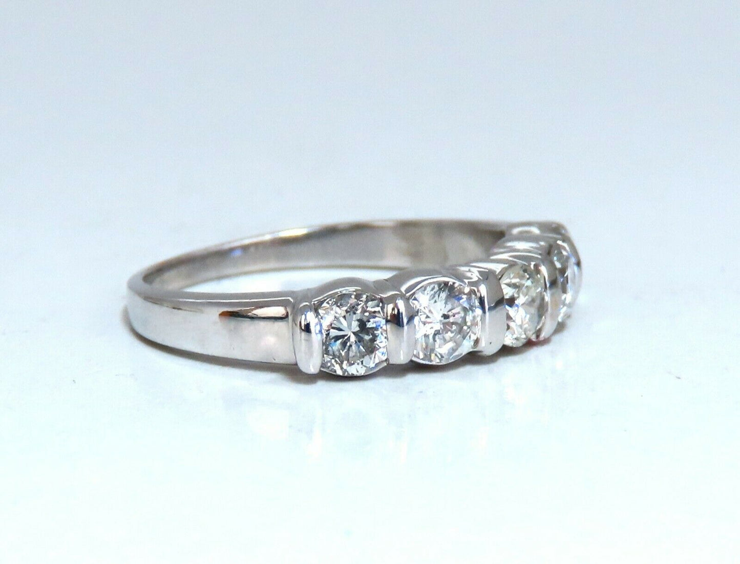 1.02ct Natural Round Diamonds Channel Band Platinum Ring
