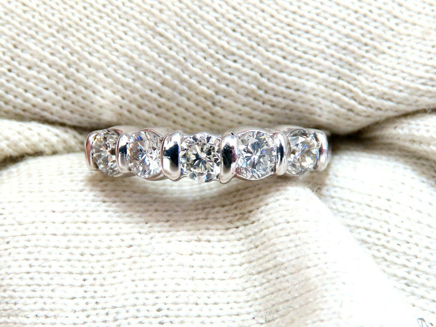 1.02ct Natural Round Diamonds Channel Band Platinum Ring