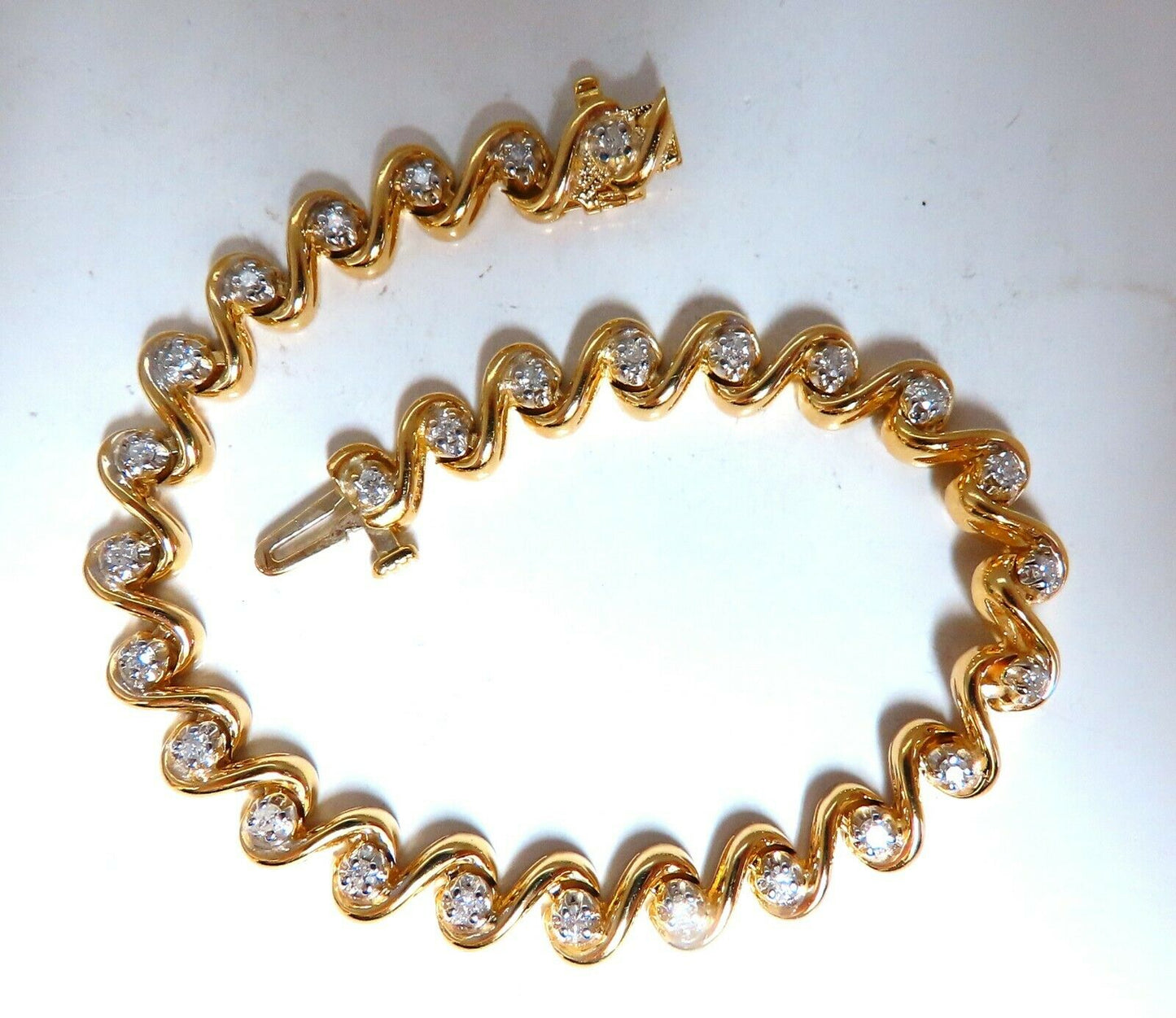 .82ct Natural Round Diamonds Slant Link Bracelet 14kt