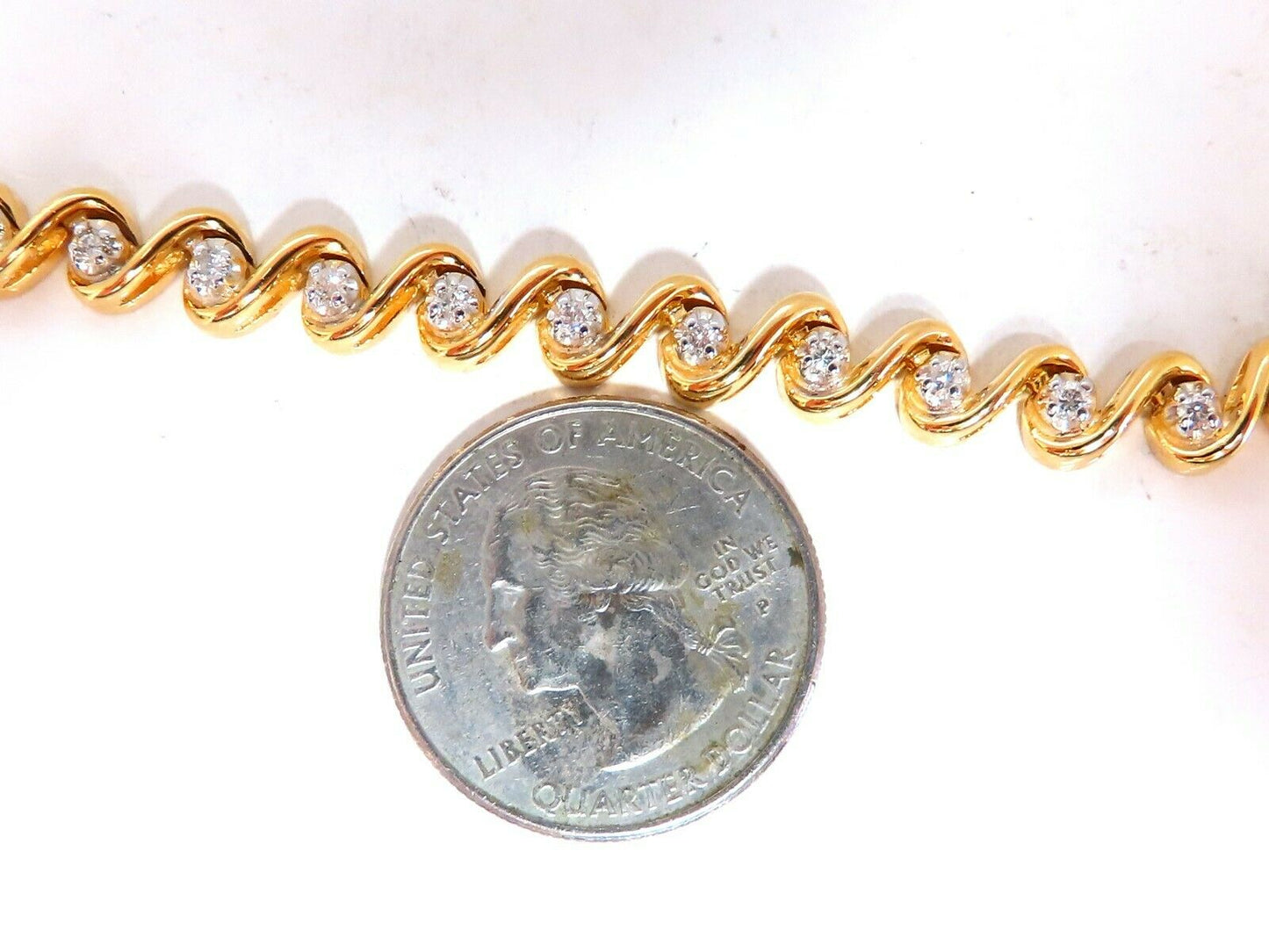 .82ct Natural Round Diamonds Slant Link Bracelet 14kt