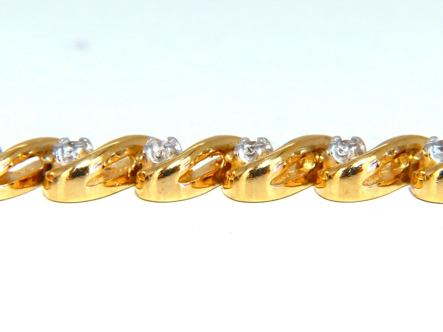 .82ct Natural Round Diamonds Slant Link Bracelet 14kt