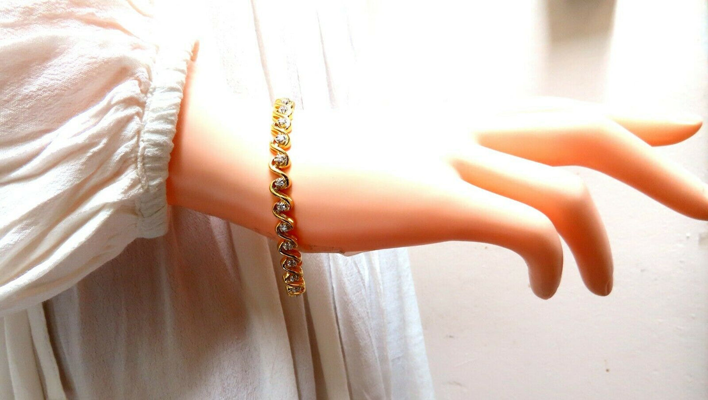 .82ct Natural Round Diamonds Slant Link Bracelet 14kt