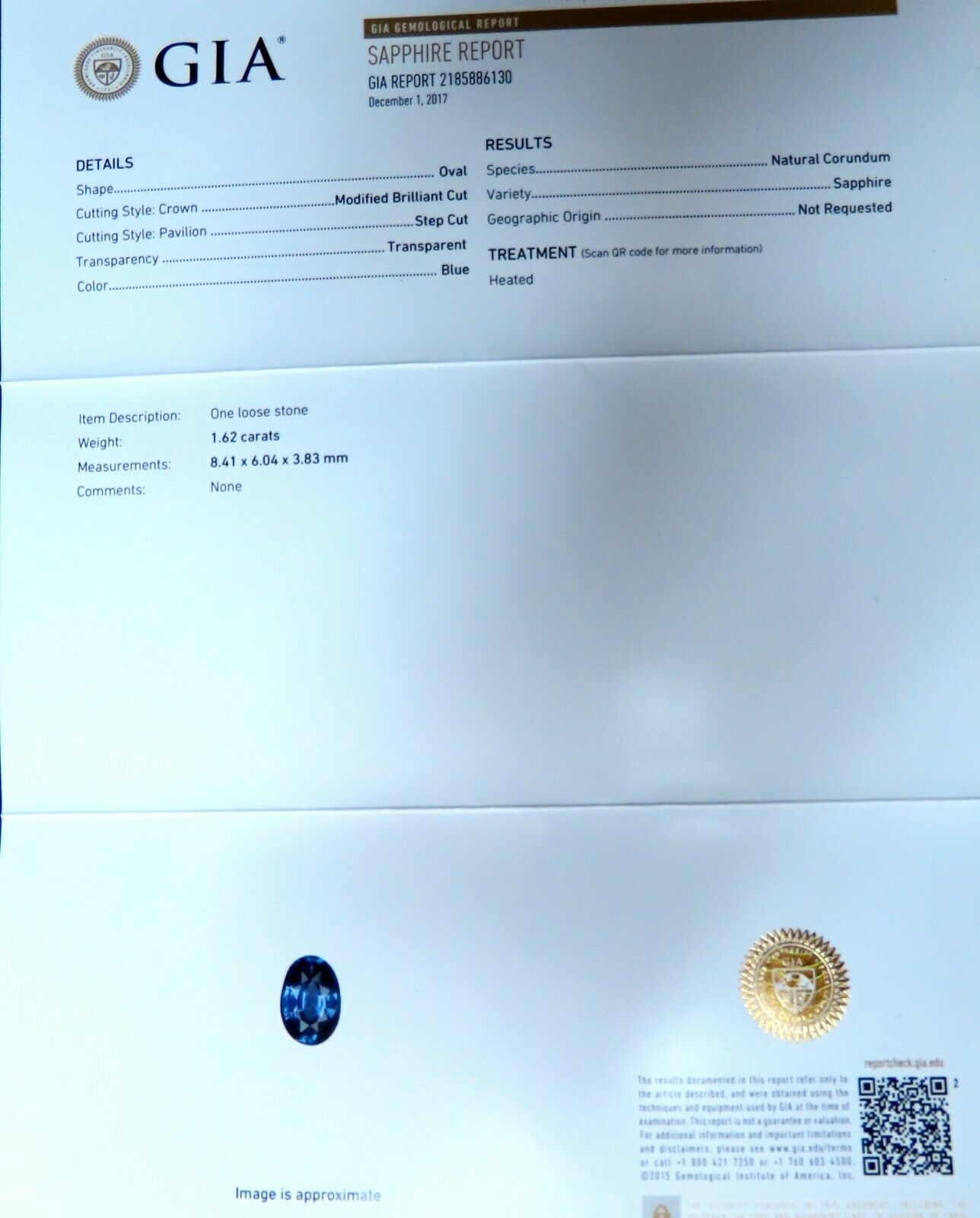 GIA Certified 1.86ct Natural Sapphire Diamonds Ring & matching eternity band