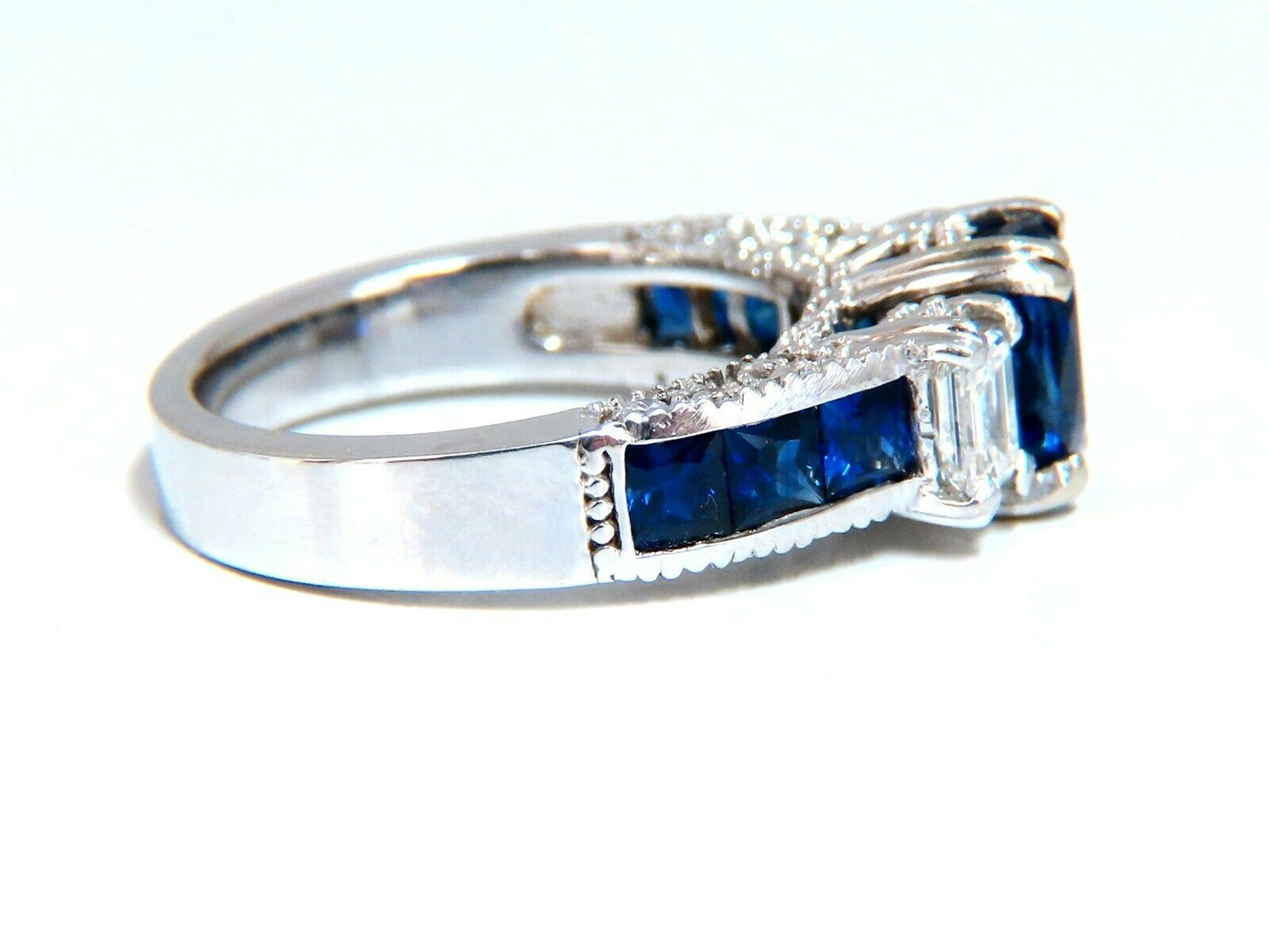 GIA Certified 1.86ct Natural Sapphire Diamonds Ring & matching eternity band