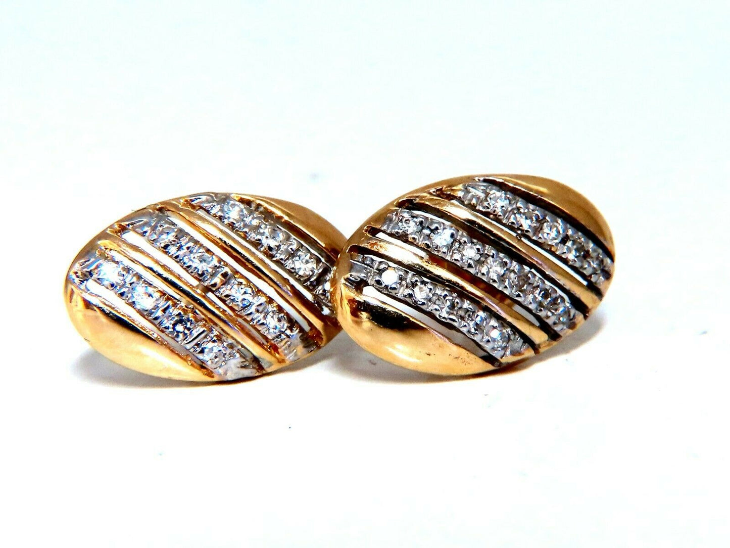 .20ct natural round diamonds oval striped earrings 14kt