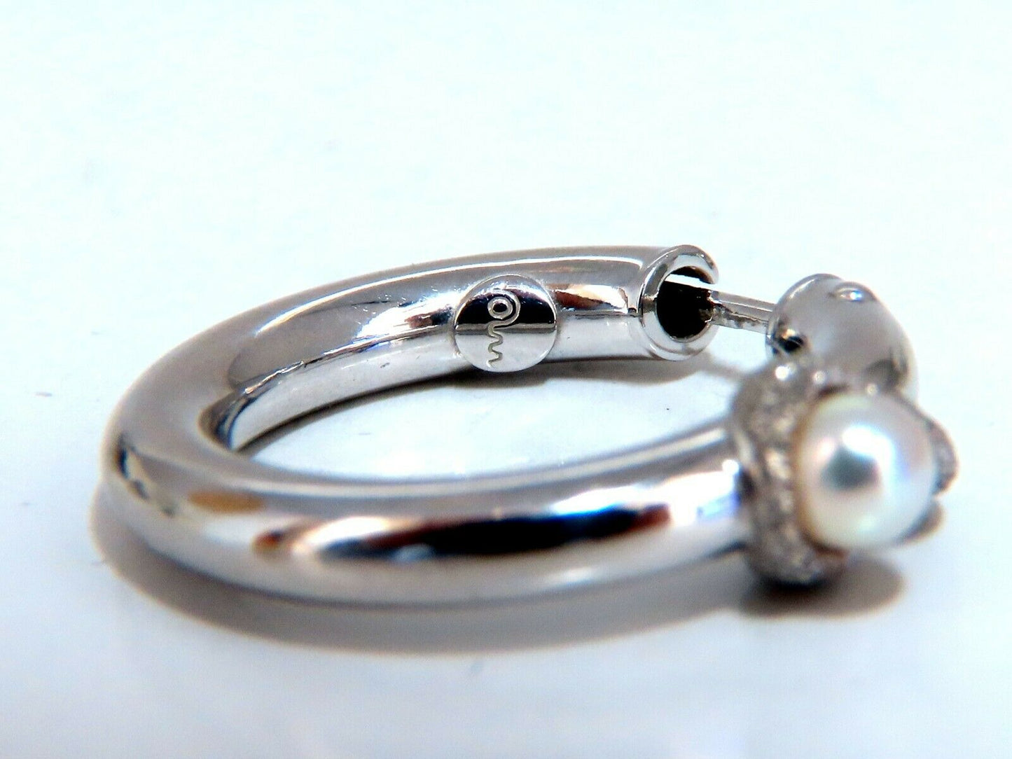 4mm Natural Fresh Water Pearl Hoop Earrings 14kt