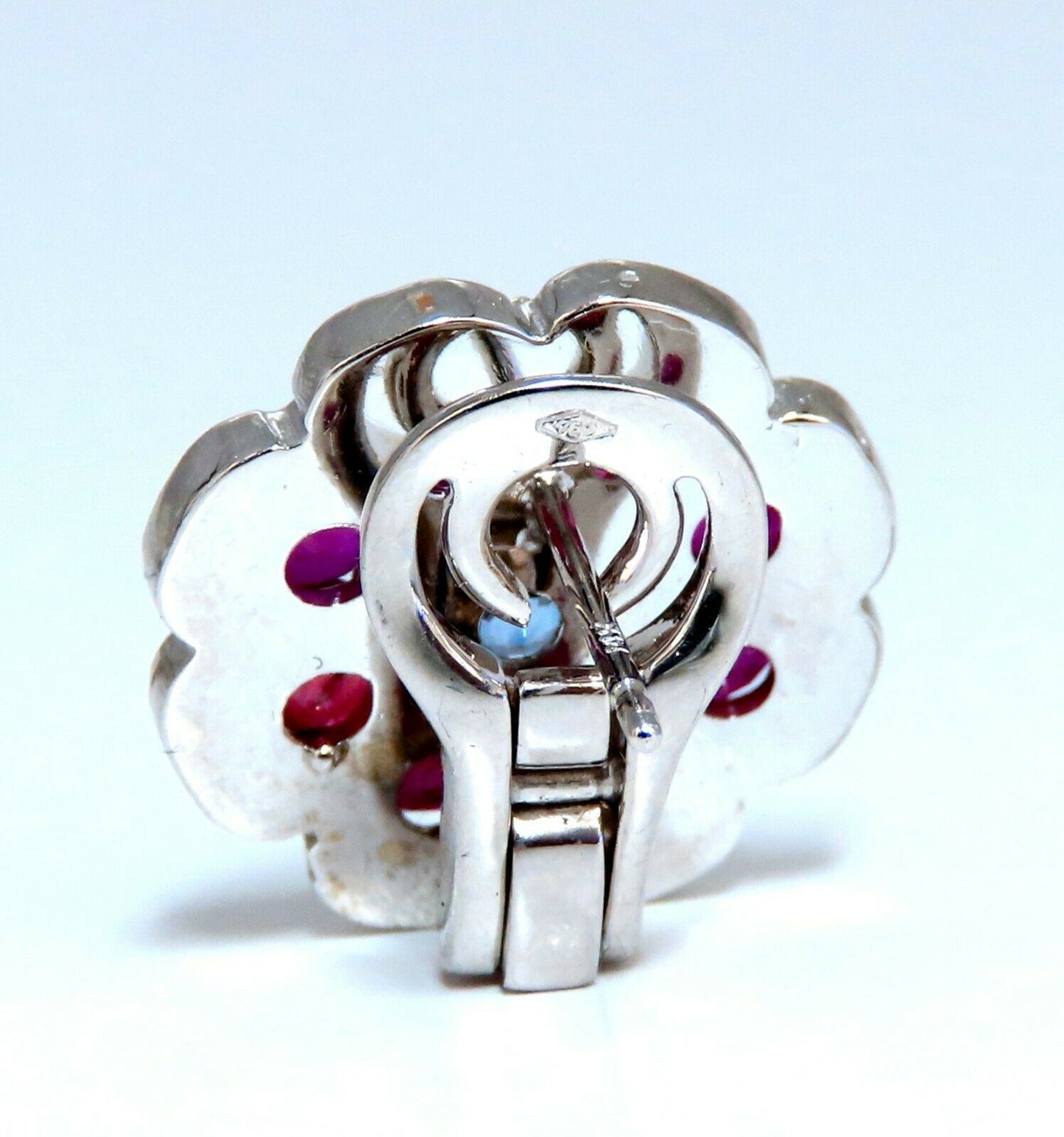 7.30Ct Natural Ruby Sapphire Diamond Cluster Earrings 14 Karat Clip Cocktail