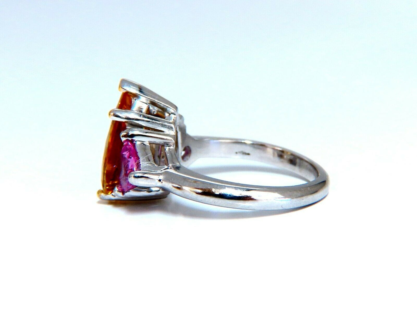 7.23ct Natural Pear Citrine Pink Sapphire Platinum Ring