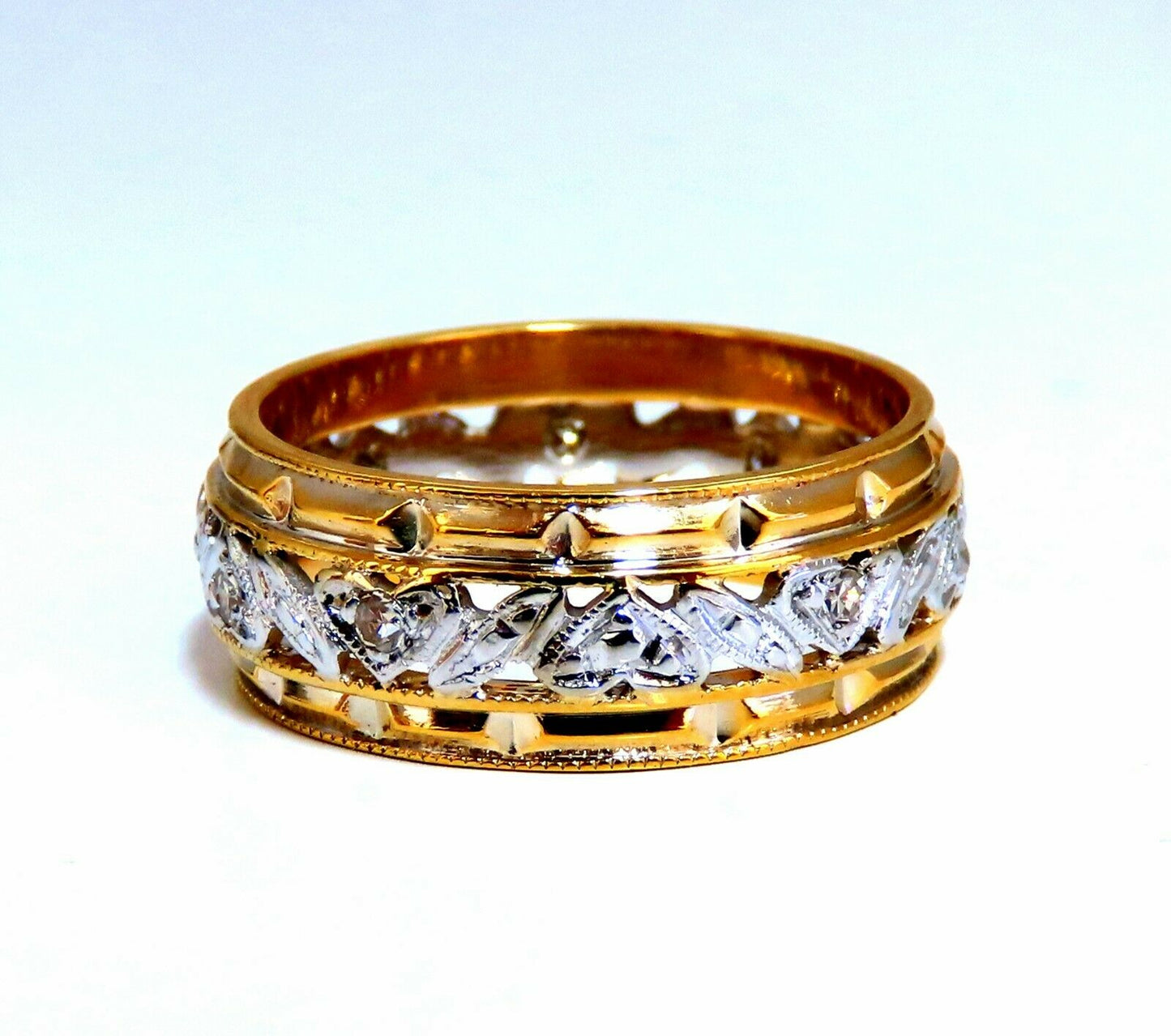 .18ct natural diamond eternity ring 14kt vintage floral patina