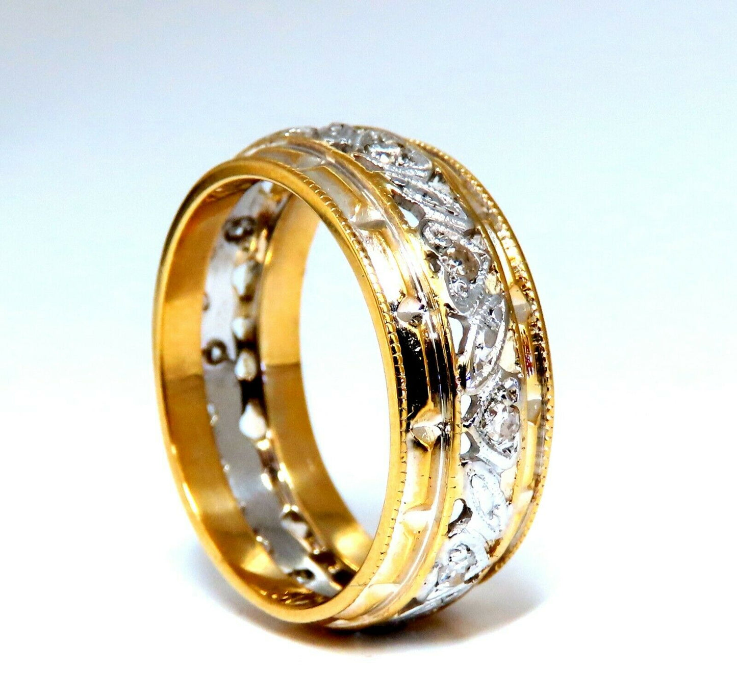 .18ct natural diamond eternity ring 14kt vintage floral patina