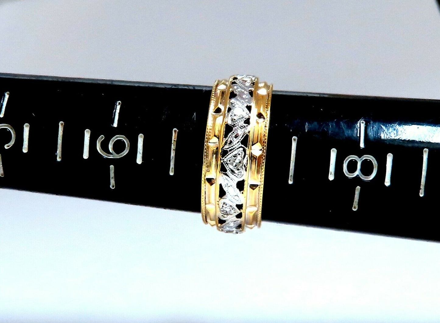 .18ct natural diamond eternity ring 14kt vintage floral patina