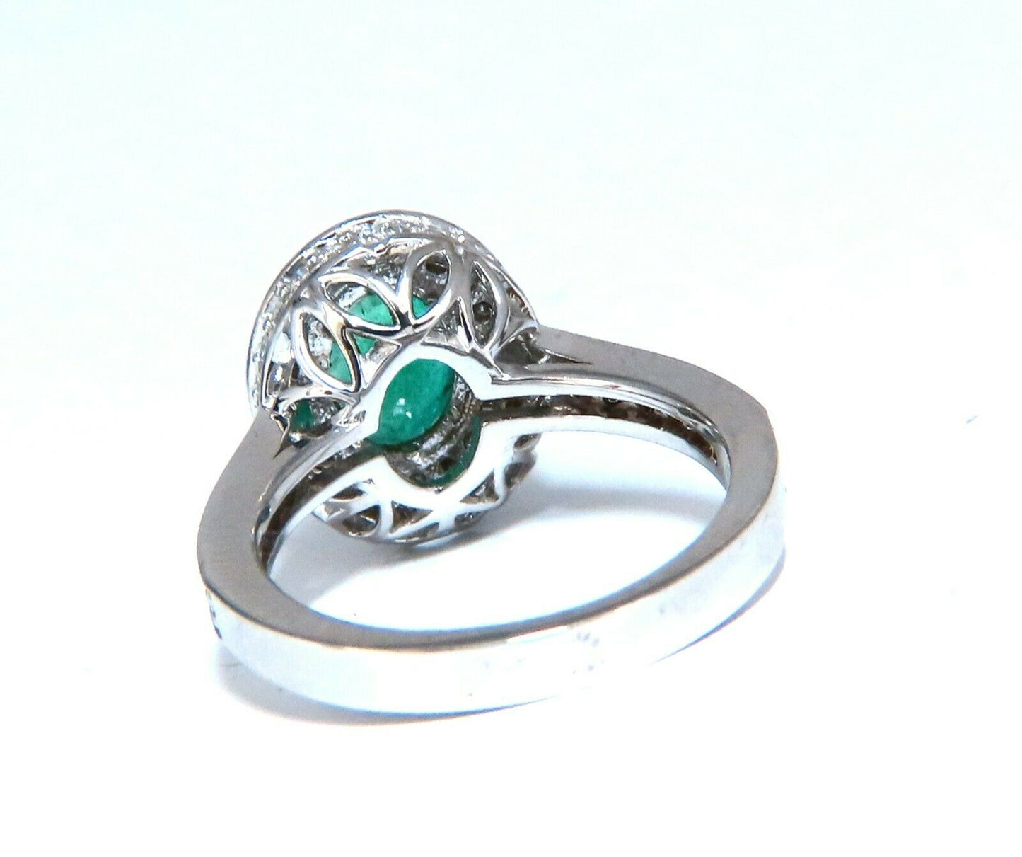 3.08ct Natural Vivid Green Emerald Diamonds Halo Ring 14kt