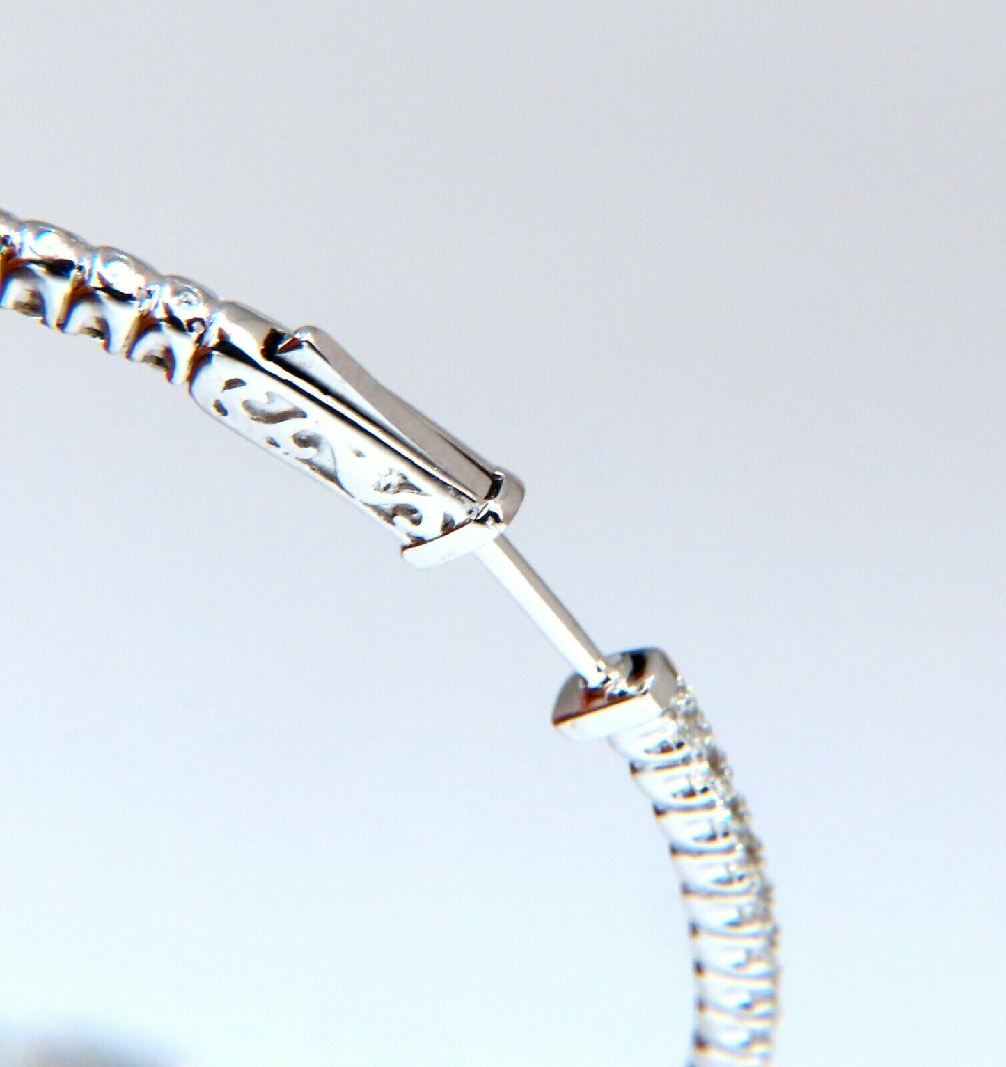 4.07ct Natural round brilliant in/out diamond hoop earrings 14 Karat 2.2 Inch