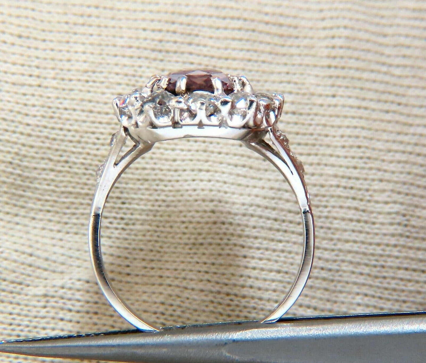 GIA Certified 3.73ct Purplish Brown Sapphire Diamonds Ring Platinum Vintage