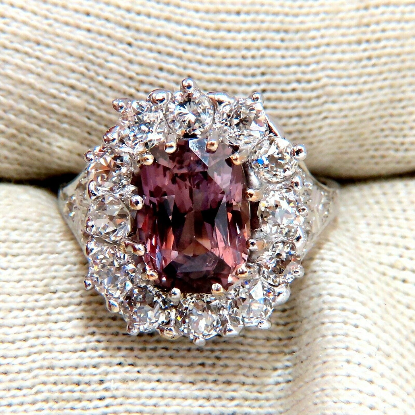 GIA Certified 3.73ct Purplish Brown Sapphire Diamonds Ring Platinum Vintage