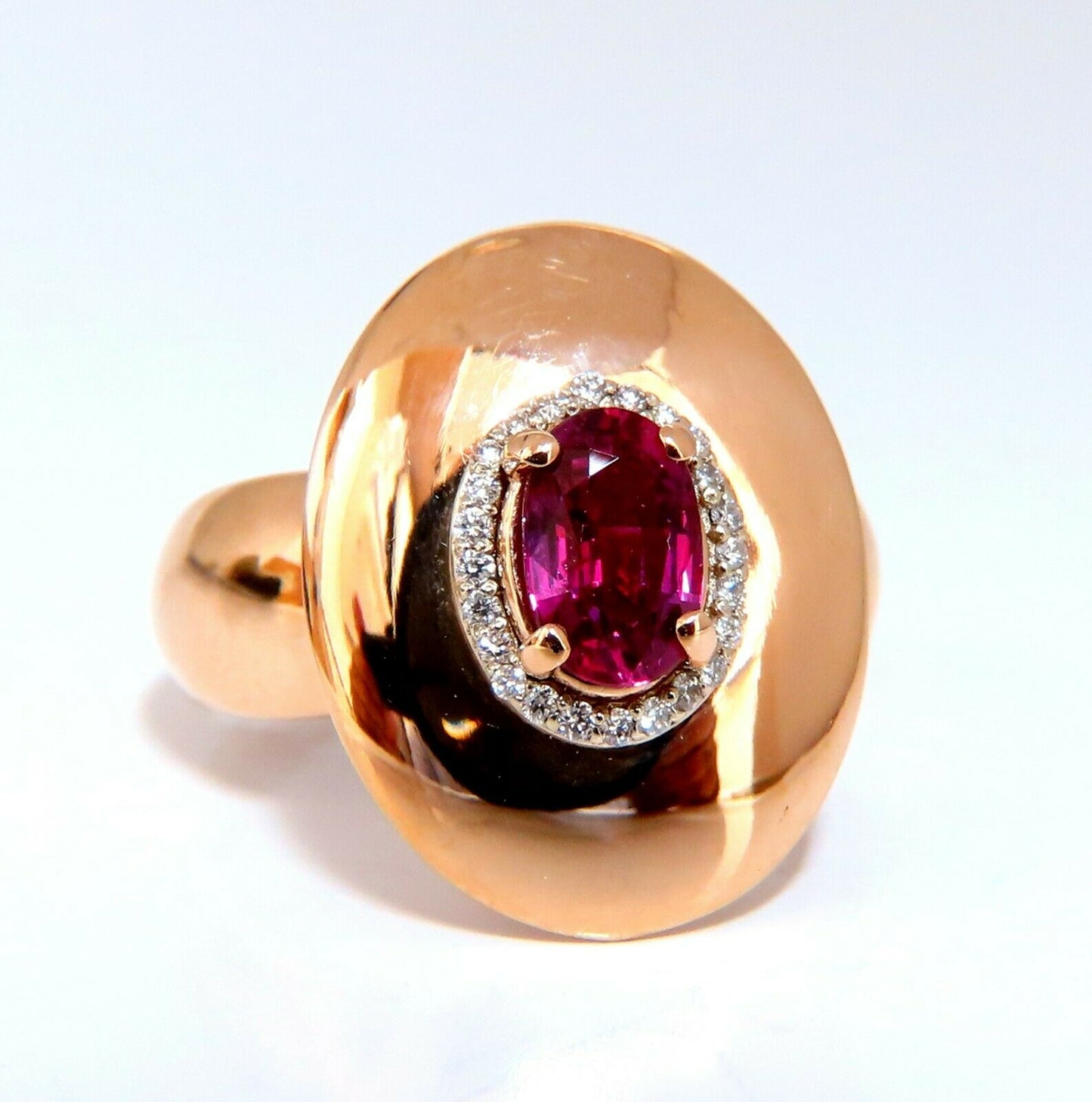 GIA Certified 1.19ct oval cut red No Heat Ruby diamonds ring 14kt