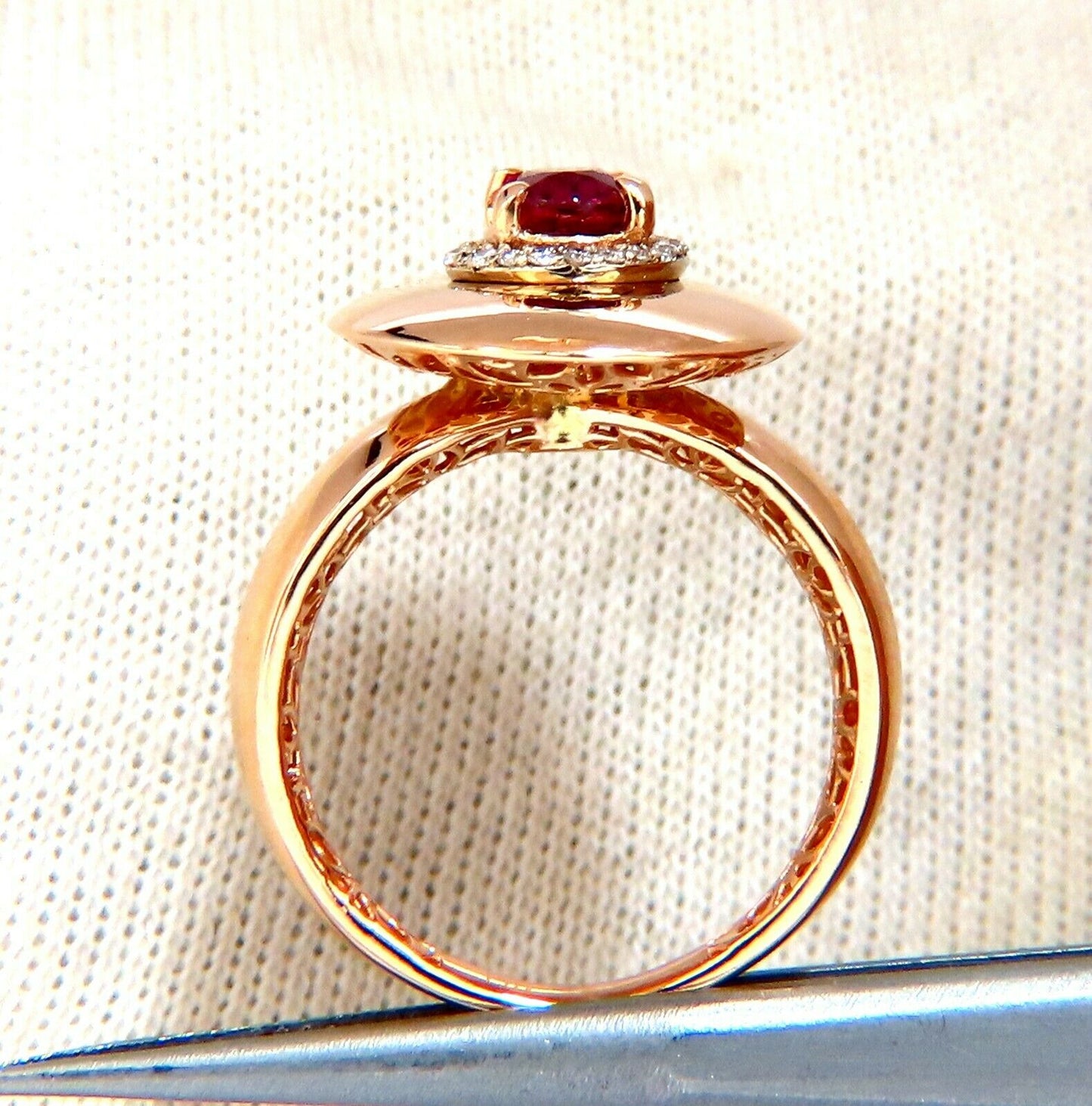 GIA Certified 1.19ct oval cut red No Heat Ruby diamonds ring 14kt