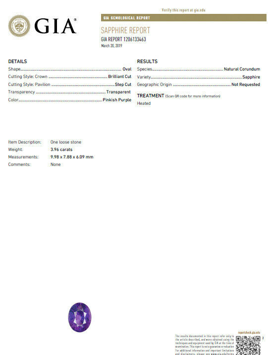 GIA Certified 5.16ct Natural Vivid purple sapphire diamonds ring