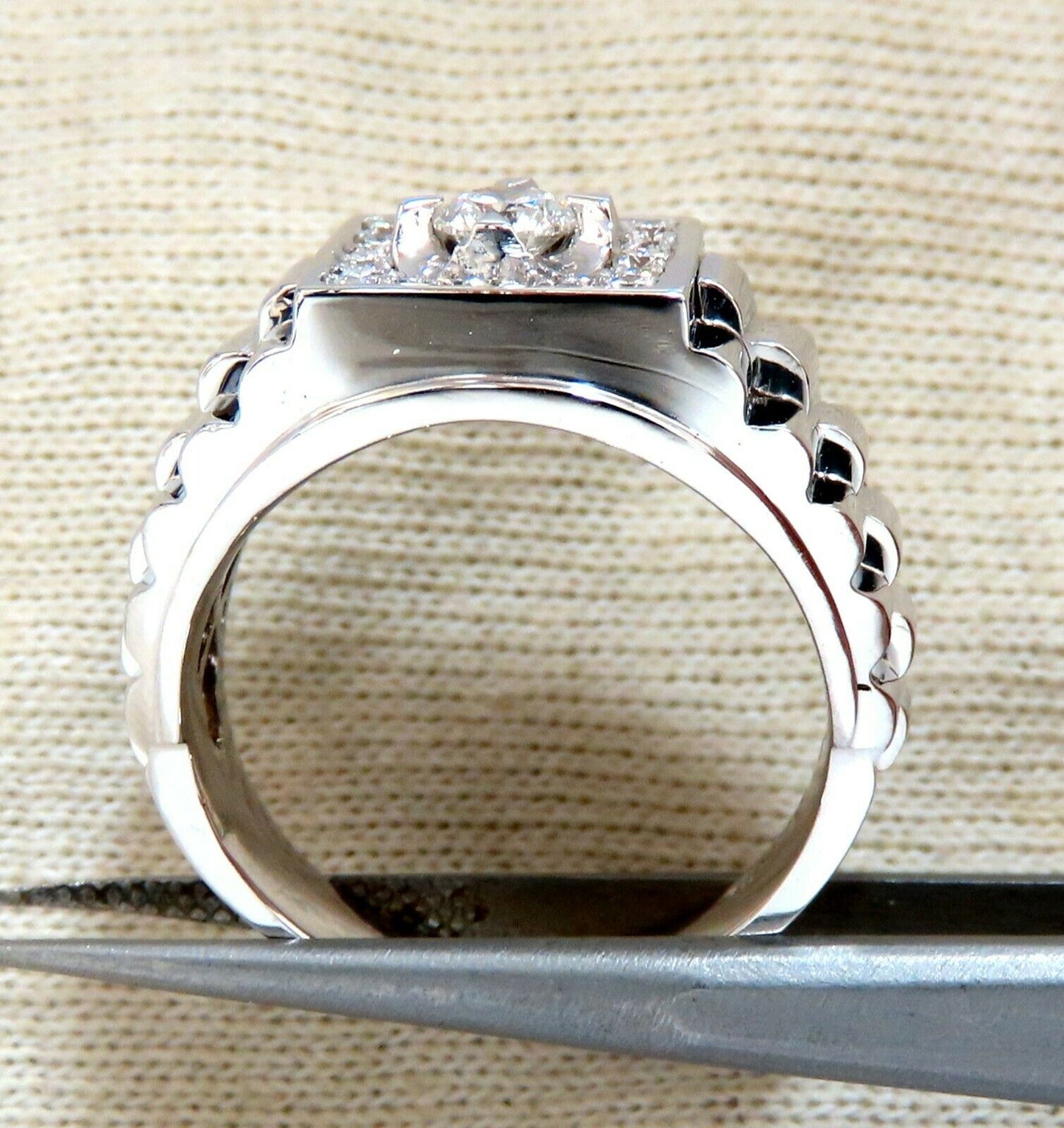 .63ct Natural Diamonds Mens Solitaire Accent Ring 14 Karat "Watch Band"