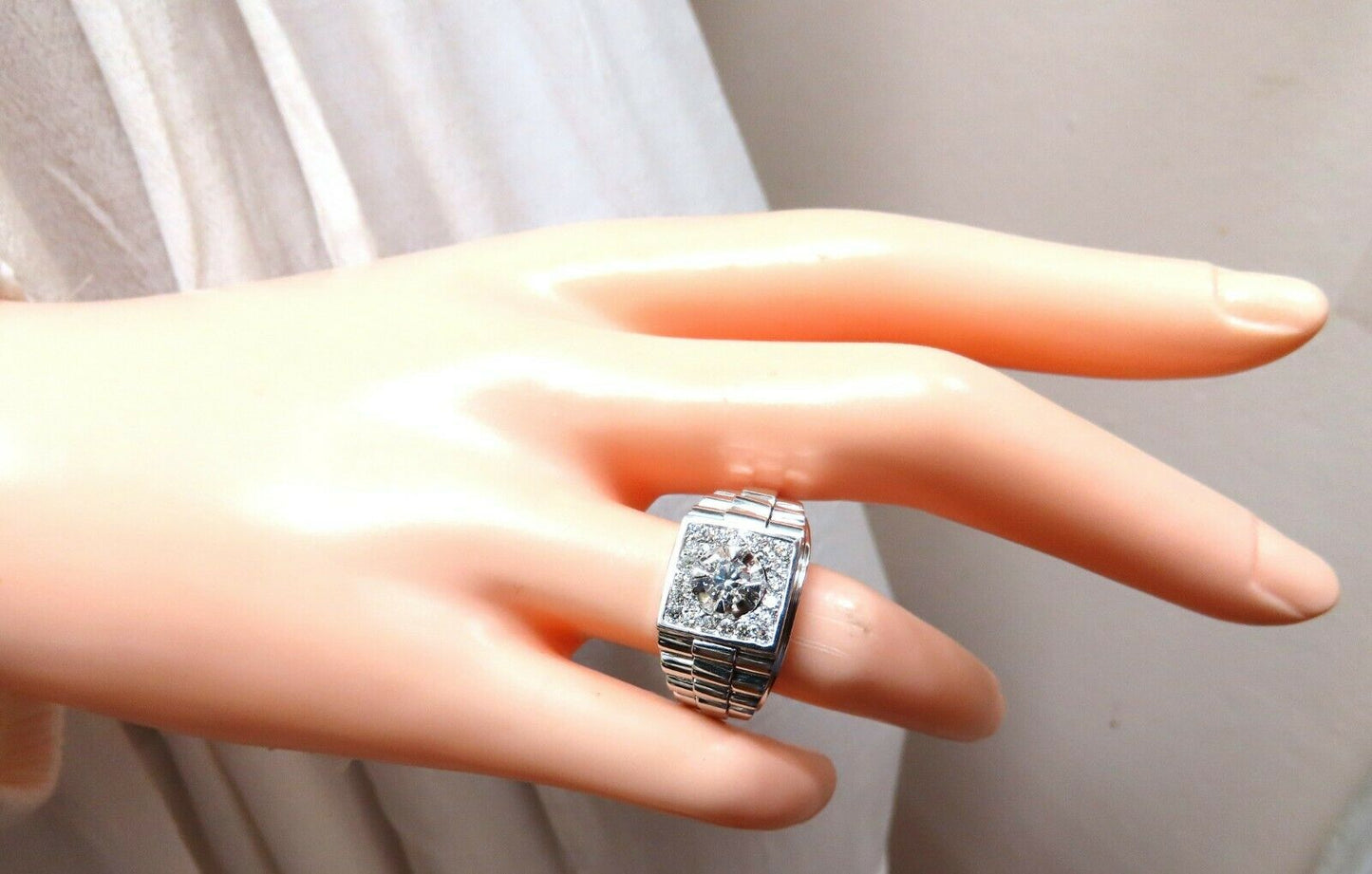 .63ct Natural Diamonds Mens Solitaire Accent Ring 14 Karat "Watch Band"