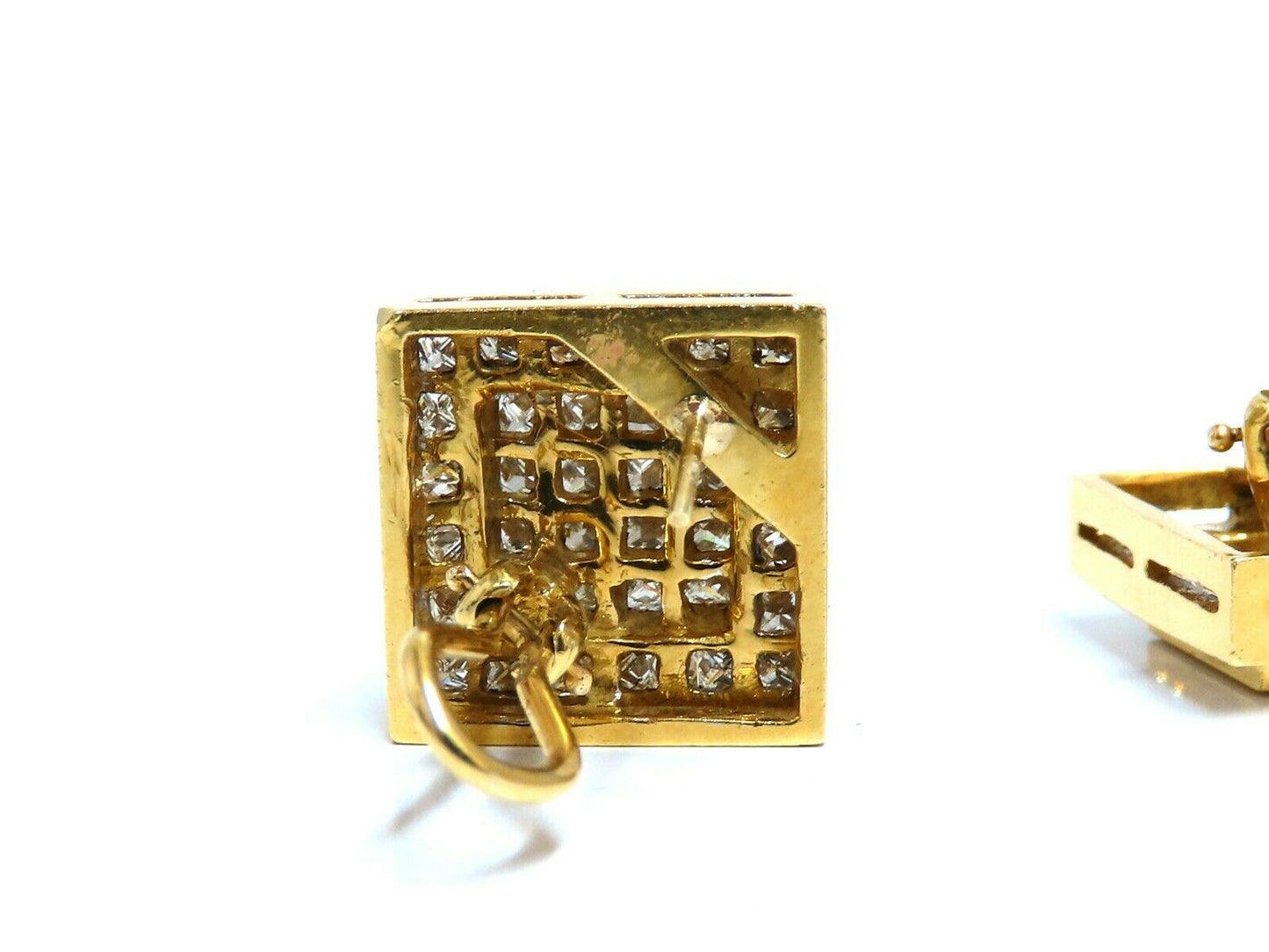 4.04ct Natural Diamonds Cluster Channel Princess Clip Earrings 18 Karat