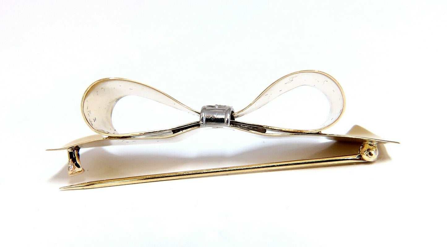Achievement Ribbon Diamond Bow Pin 14 Karat