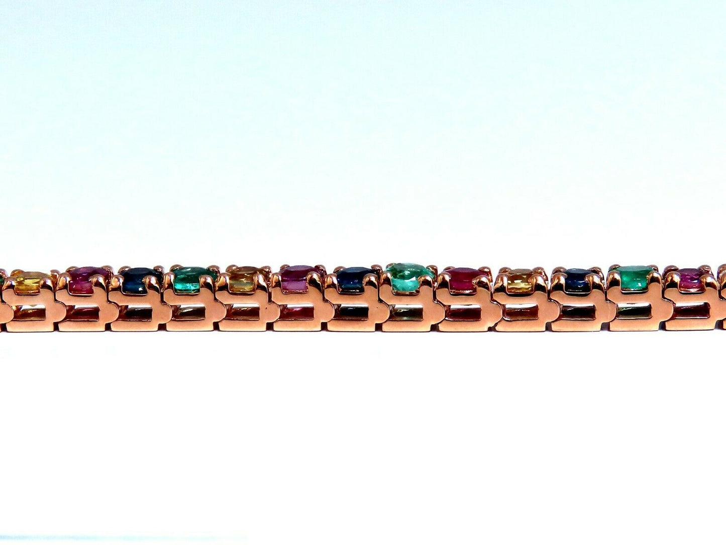 10.30Ct Natural Gem-Line Spinel Emerald Sapphire Ruby Diamond Bracelet 14Kt