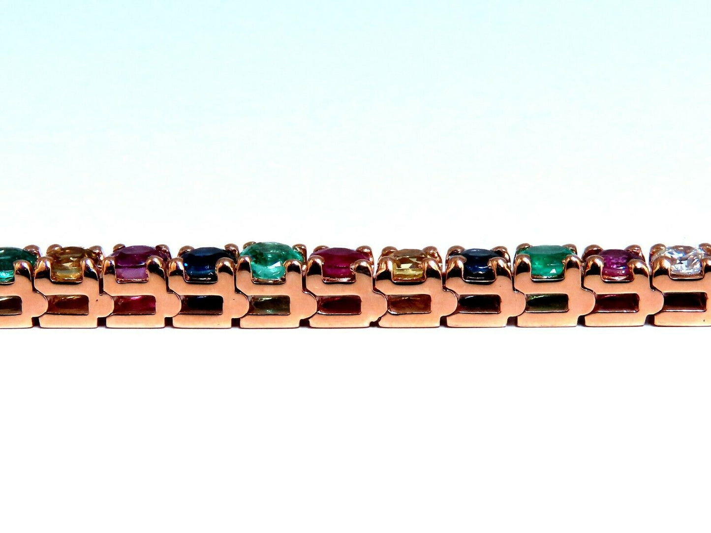 10.30Ct Natural Gem-Line Spinel Emerald Sapphire Ruby Diamond Bracelet 14Kt