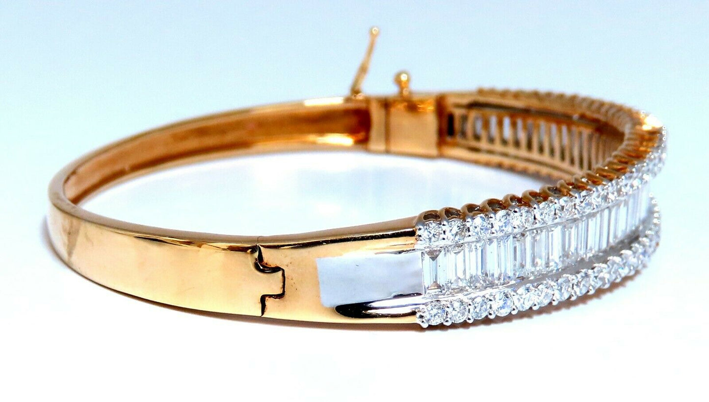4.23ct Baguette & Rounds Diamond Three Row Bracelet 14kt